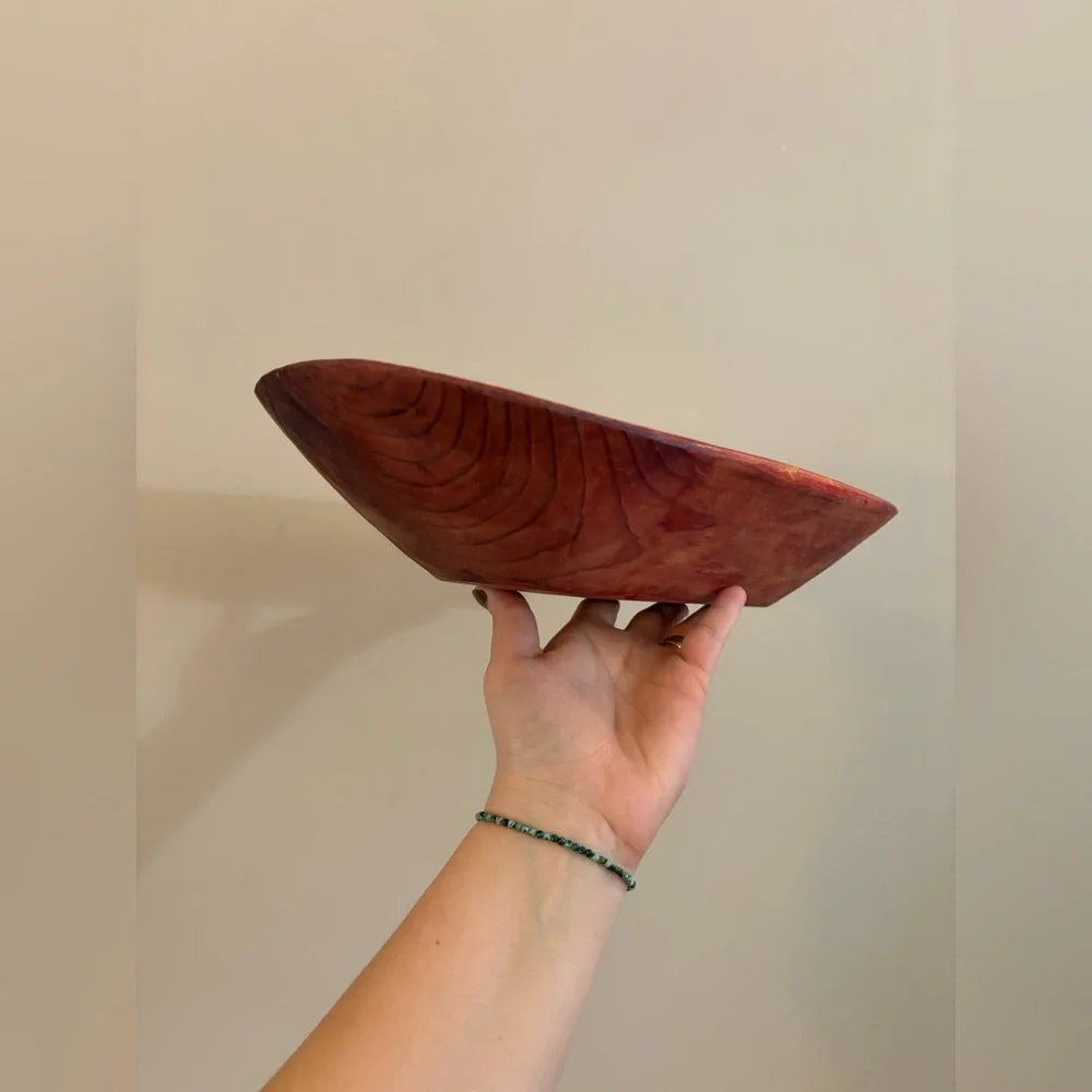 Handmade Wooden Oblong Dough Bowl, Fruit Bowl, Serving Bowl Serveware Farmhouse